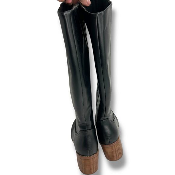 NEW Dolce Vita Ullah Tall Black Boots Size 9 Faux Leather Block Heel Round Toe - Picture 10 of 10